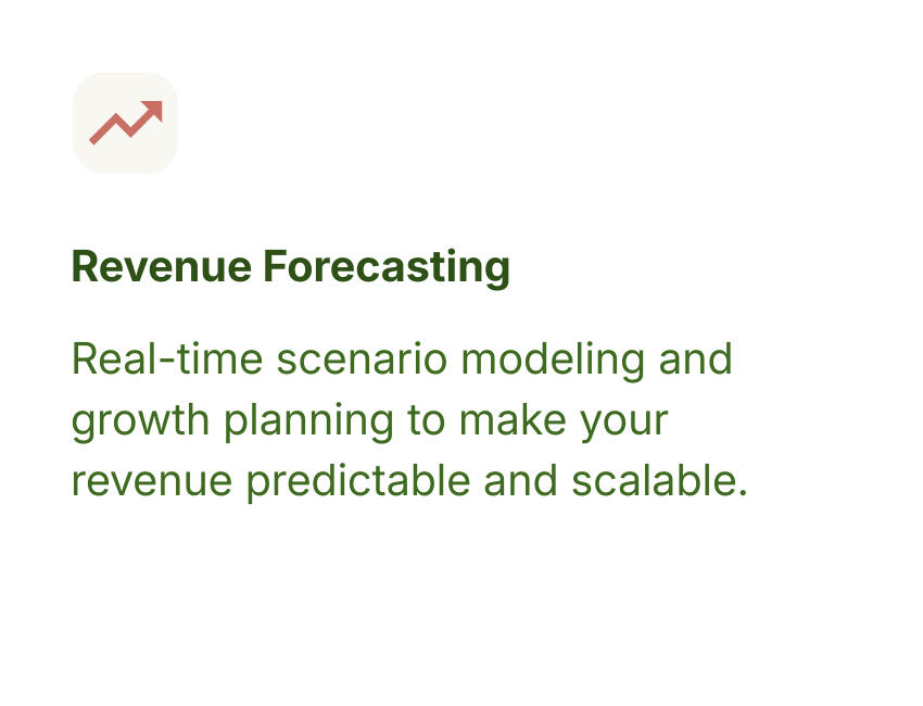 Real-time scenario modeling and growth planning to make your revenue predictable and scalable.